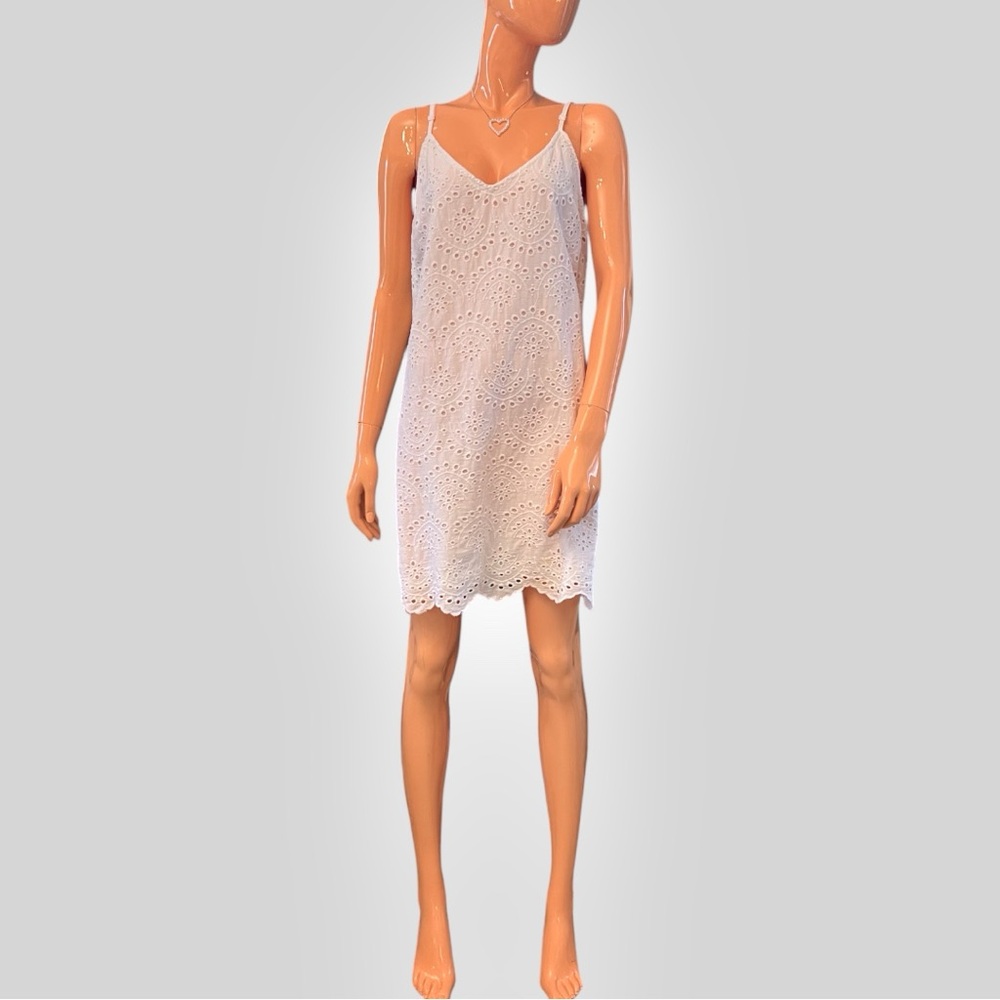 EXPRESS White Eyelet Cotton Shift Dress